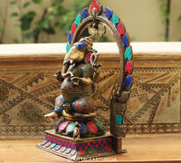 Brass Stonework Prabhawali Ganesh