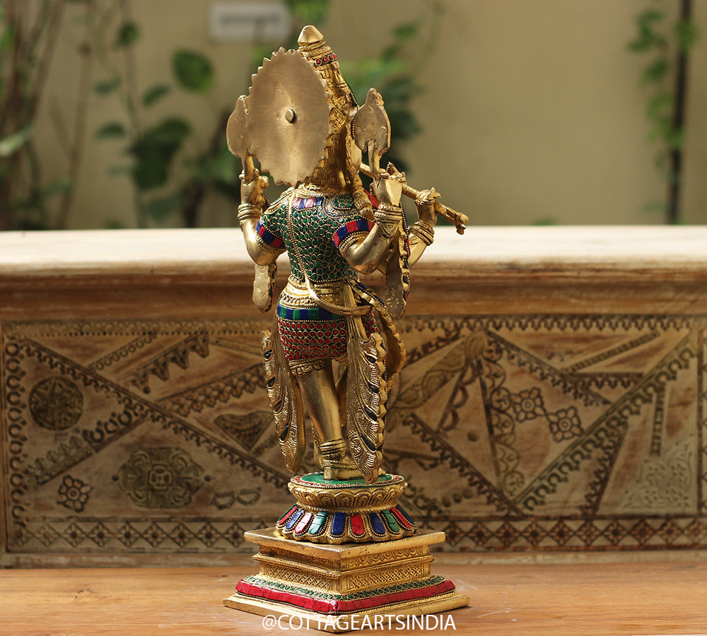 Brass Stonework Krishna