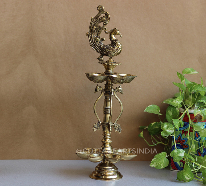 Brass Oil Lamp Annapakshi Double 20”, Diya