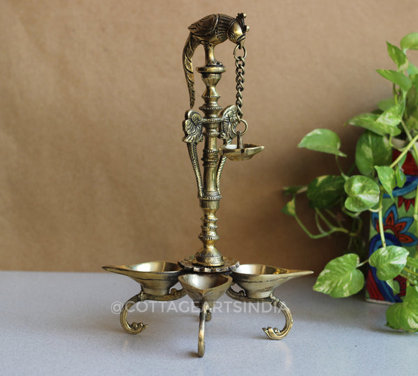 Brass Parrot Oil Lamp 14”