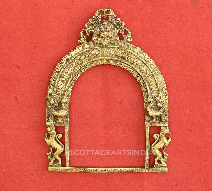 Brass Twin Yali and Kirtimukha 12"