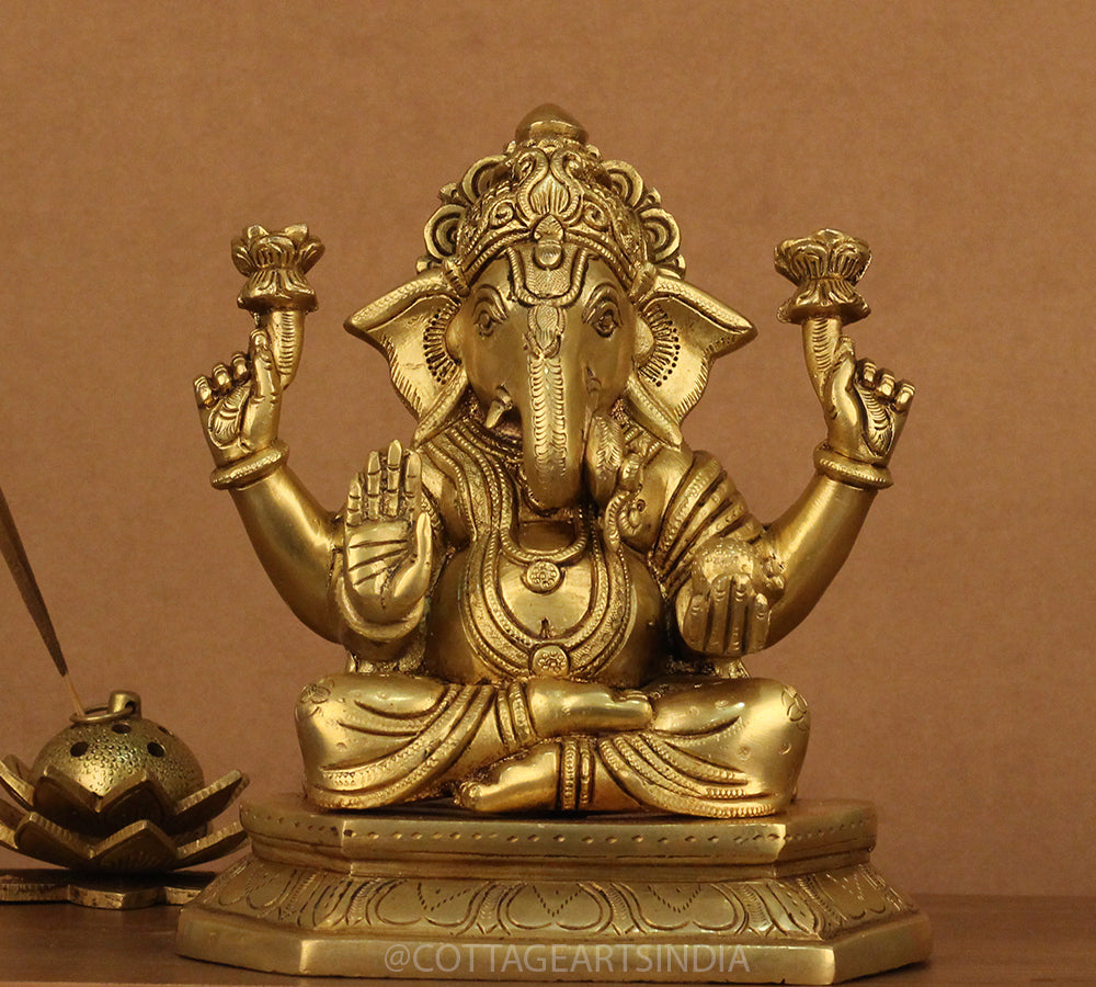 Brass Ganesh 8"
