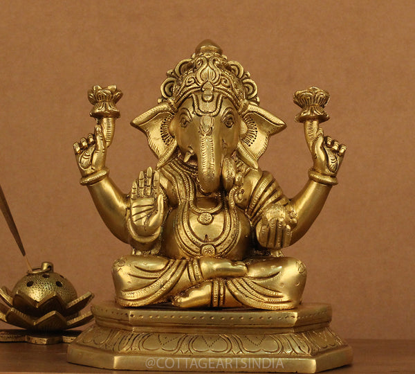 Brass Ganesh 8"