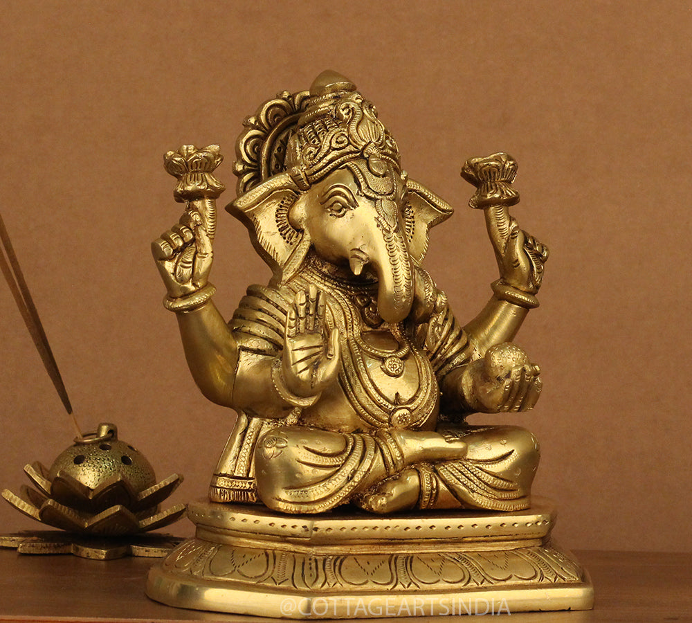 Brass Ganesh 8"