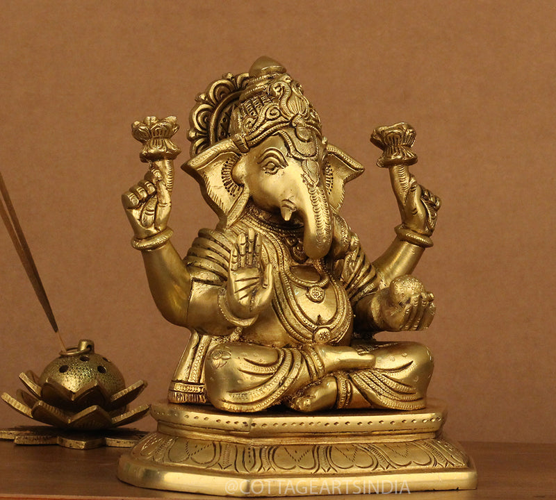 Brass Ganesh 8"