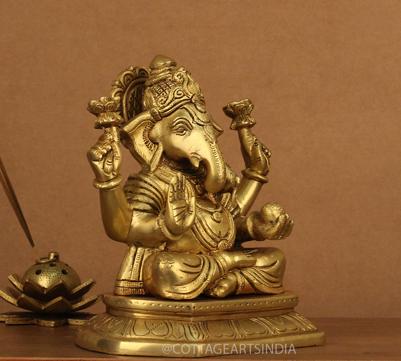 Brass Ganesh 8"