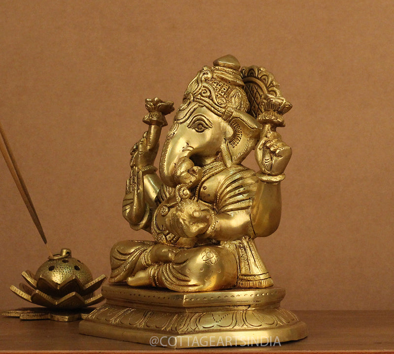 Brass Ganesh 8"