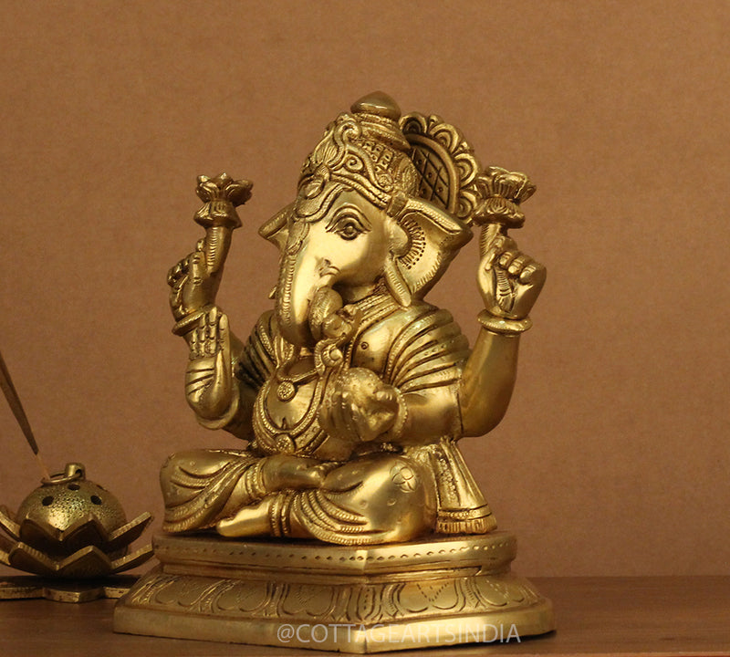Brass Ganesh 8"