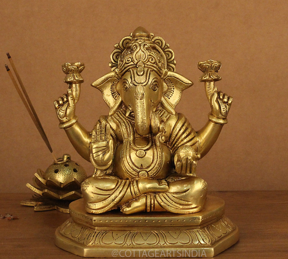 Brass Ganesh 8"
