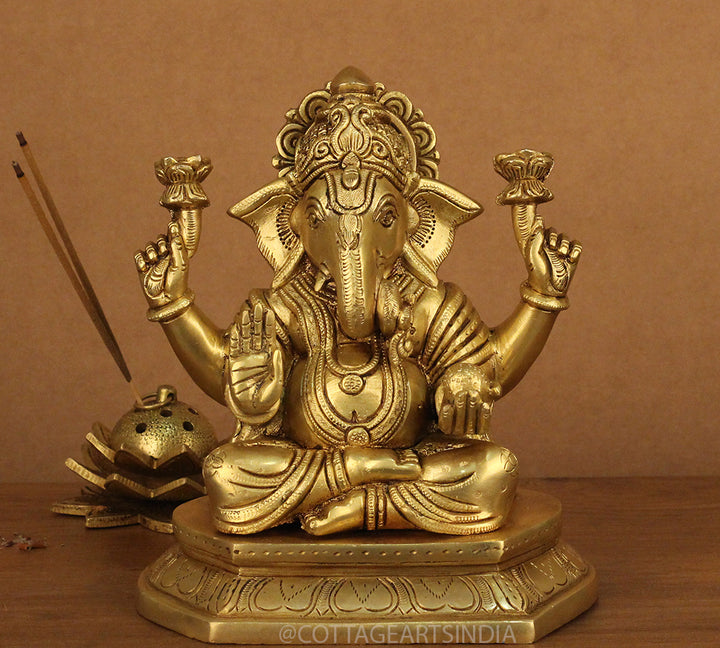 Brass Ganesh 8"