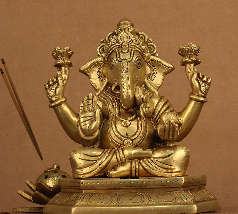 Brass Ganesh 8"