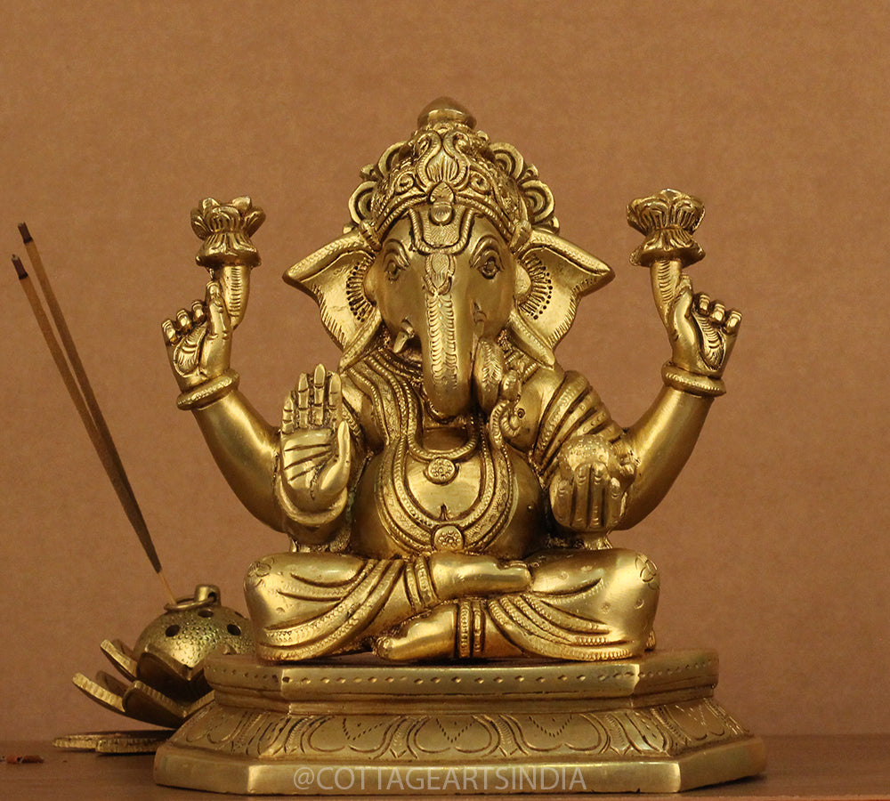 Brass Ganesh 8"