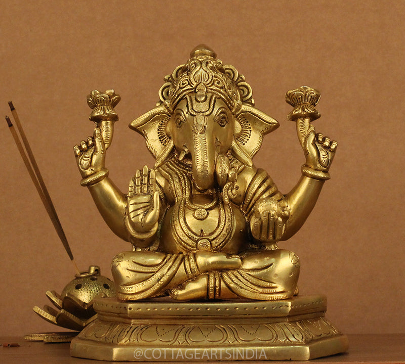 Brass Ganesh 8"