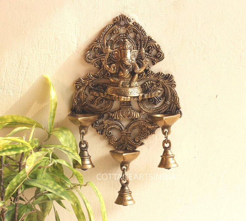 Brass Ganesha Lamp Wall Hanging