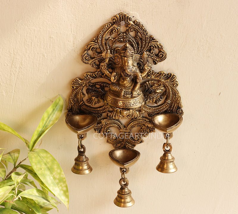 Brass Ganesha Lamp Wall Hanging