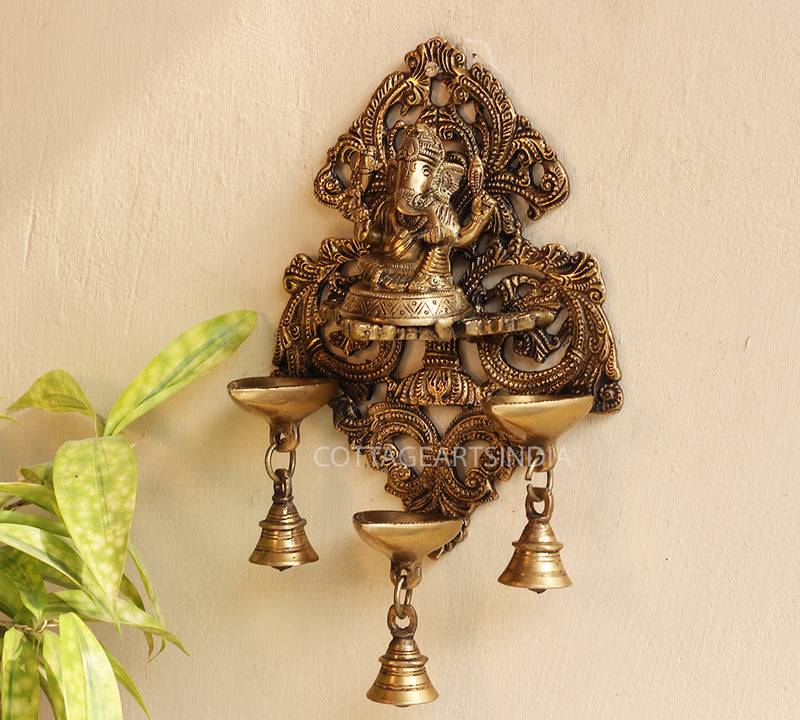 Brass Ganesha Lamp Wall Hanging