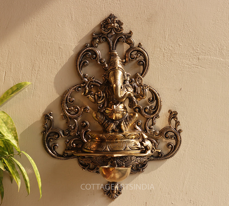 Brass Ganesha Wall Hanging Diya