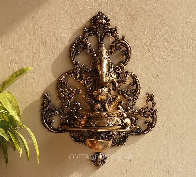 Brass Ganesha Wall Hanging Diya