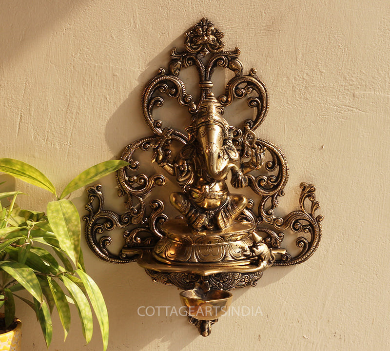 Brass Ganesha Wall Hanging Diya