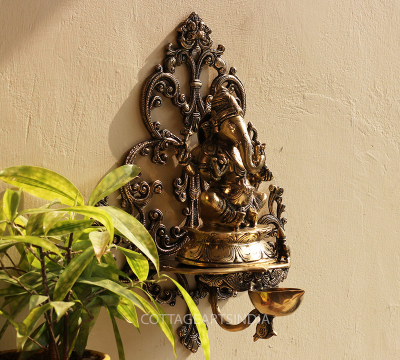 Brass Ganesha Wall Hanging Diya