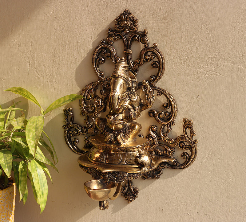 Brass Ganesha Wall Hanging Diya