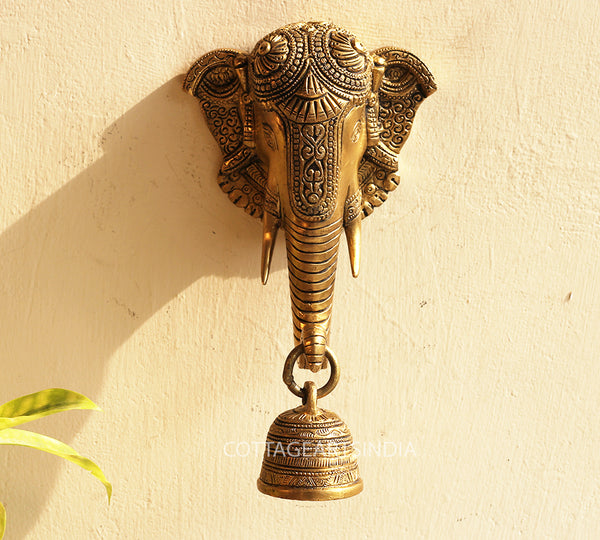 Brass Ganesha Bell Wall Hanging