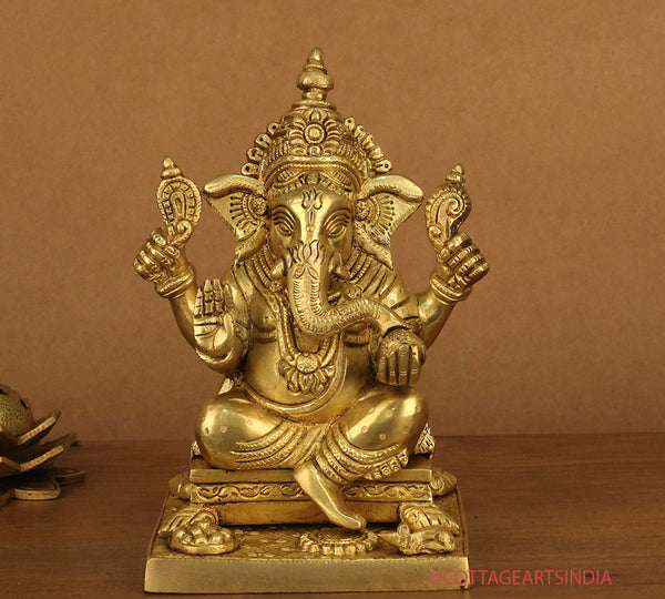 Brass Ganesh 8"