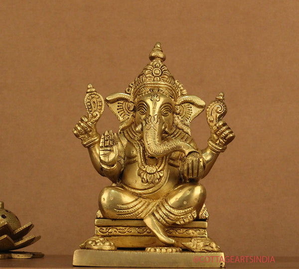 Brass Ganesh 8"