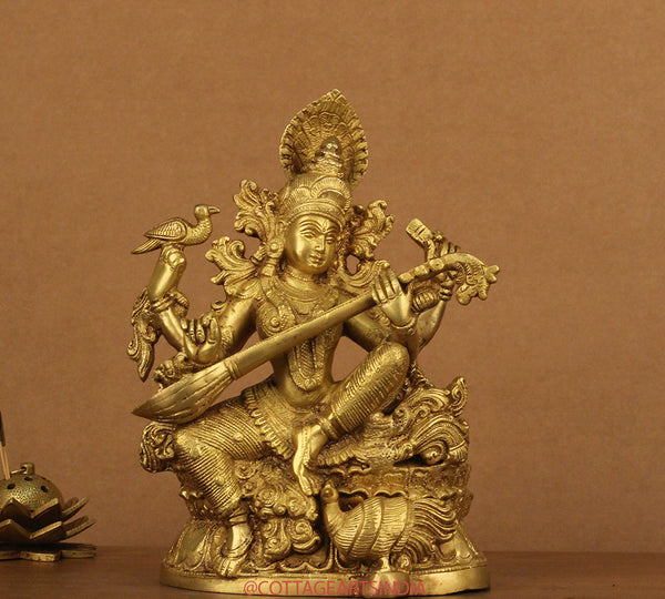 Brass Saraswati 11"