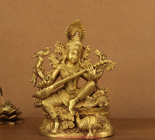 Brass Saraswati 11"