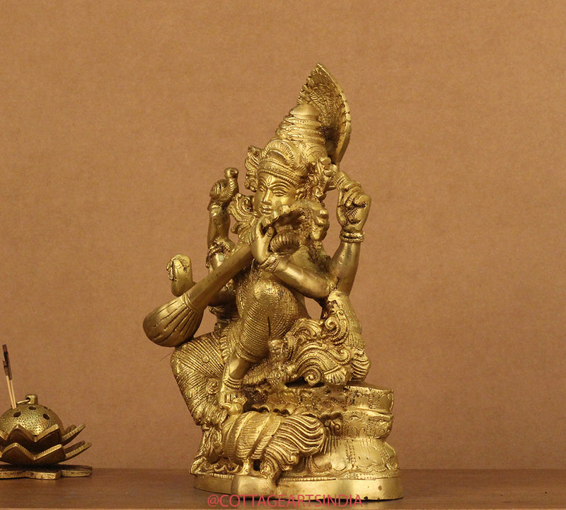 Brass Saraswati 11"