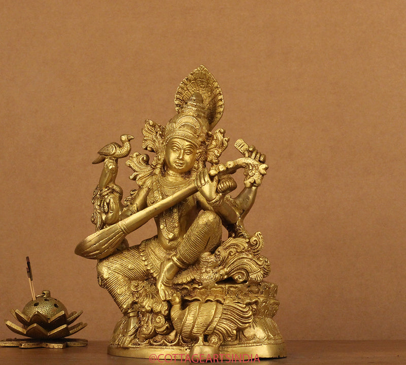 Brass Saraswati 11"