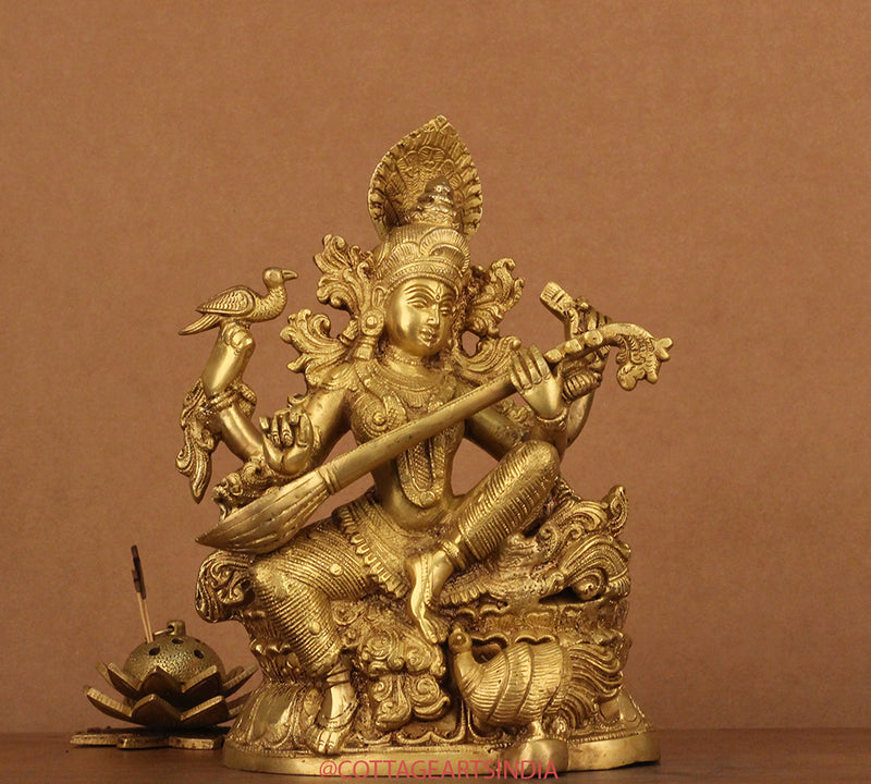 Brass Saraswati 11"