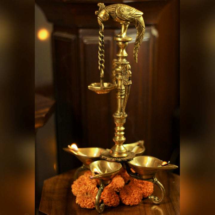 Brass Parrot Oil Lamp 14”