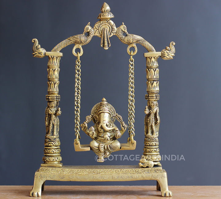 Brass Ganesh on Swing 12"