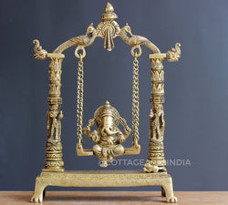 Brass Ganesh on Swing 12"