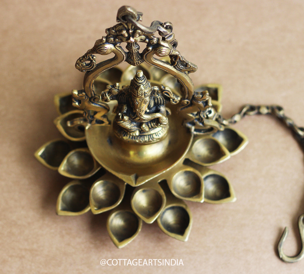 Brass Ganesh 20 Diya Hanging