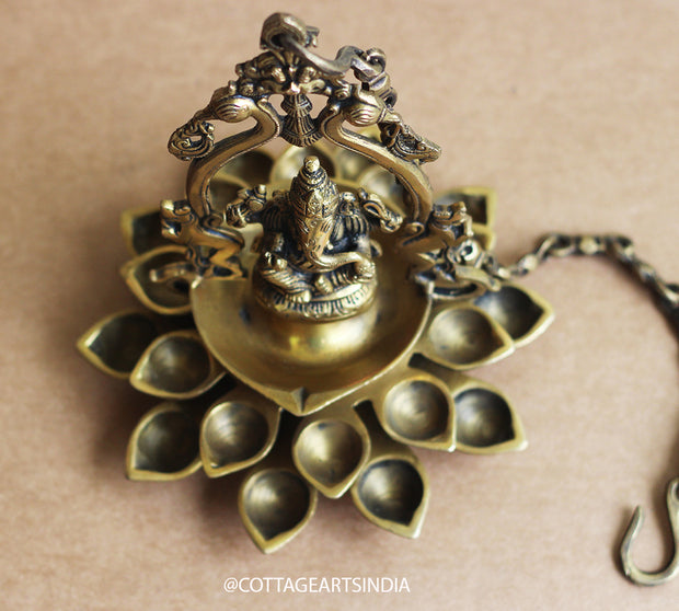 Brass Ganesh 20 Diya Hanging