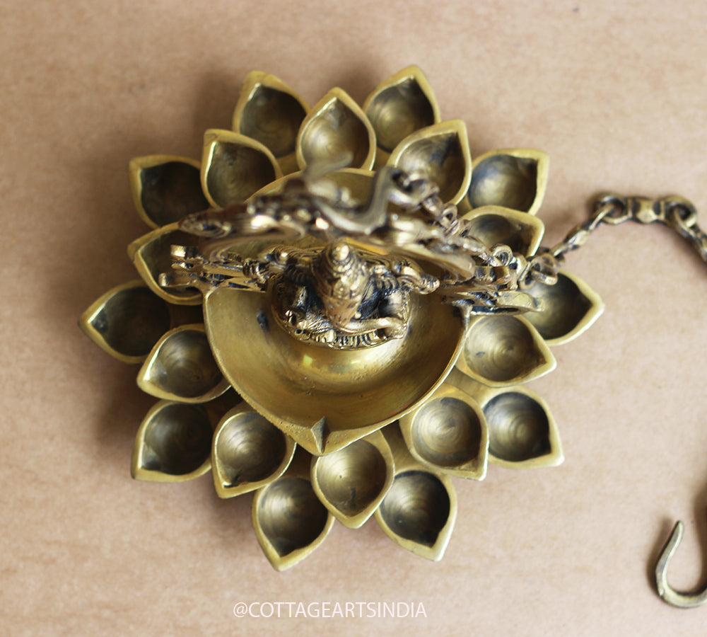 Brass Ganesh 20 Diya Hanging