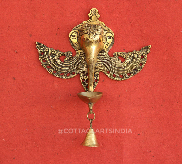 Brass Ganesha Wall Deepam