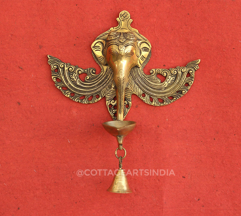 Brass Ganesha Wall Deepam