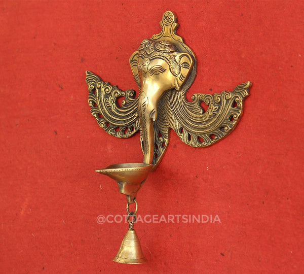 Brass Ganesha Wall Deepam