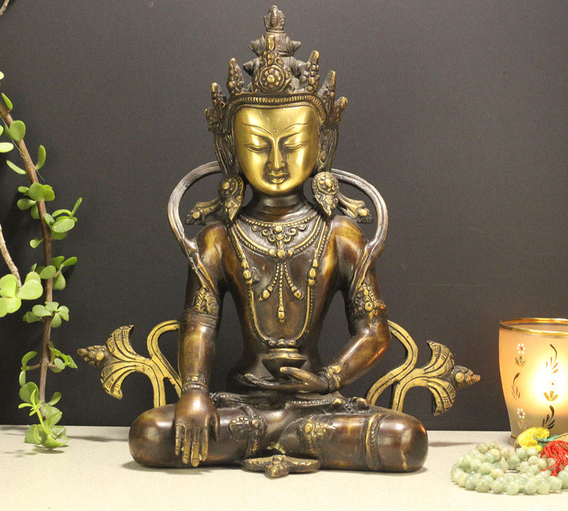 Brass Crown Buddha 10''