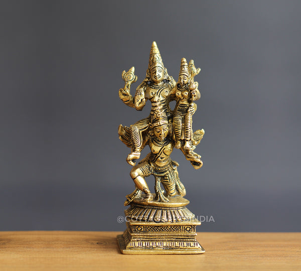 Brass Garuda with Vishnu and Laxmi