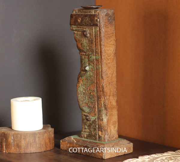 Vintage Wood Candle Holder