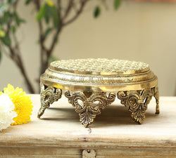 Brass Table Carved Round