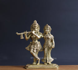 Brass Radha and Krishna 7.5''