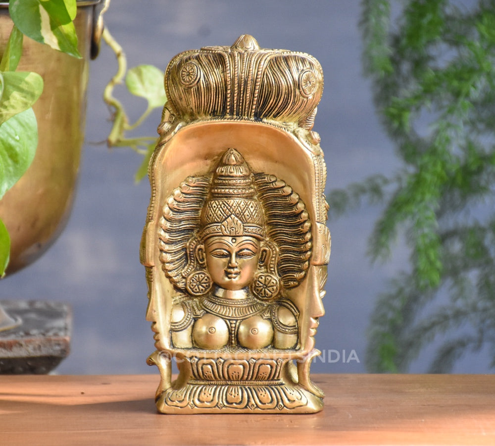 Brass 3 face Shiva and Parvati Mukhlingam