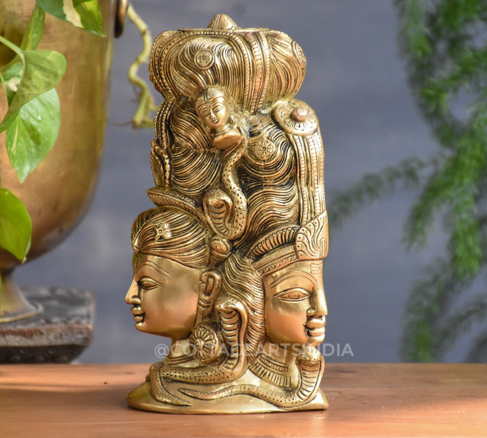 Brass 3 face Shiva and Parvati Mukhlingam