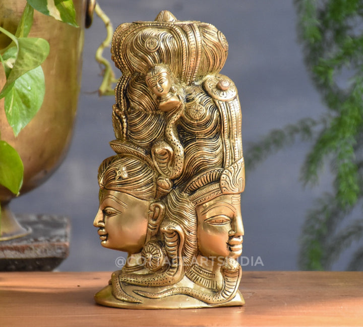 Brass 3 face Shiva and Parvati Mukhlingam
